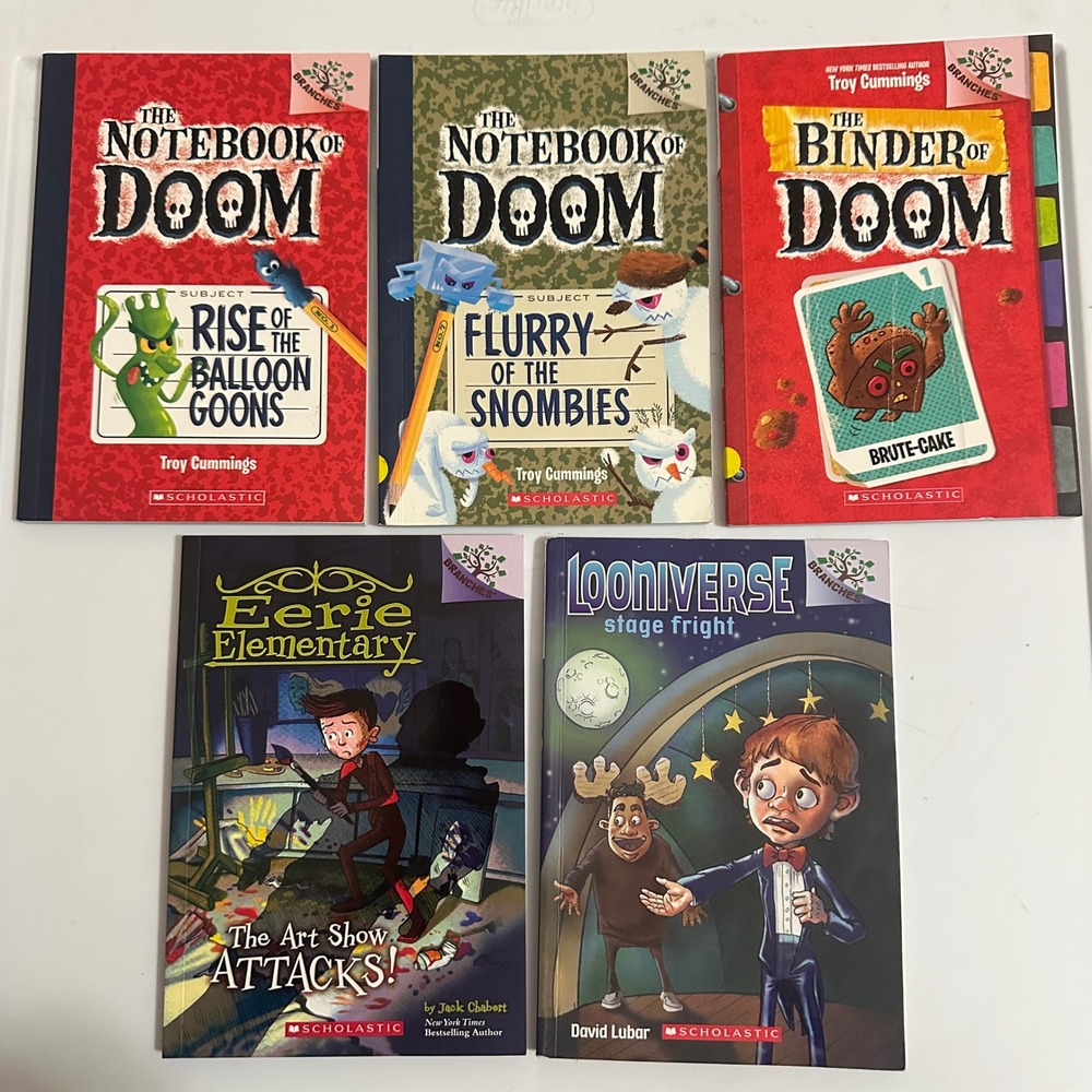 Scholastic Branches Book Lot Notebook of Doom Eerie Elementary Looniverse 5 Pk